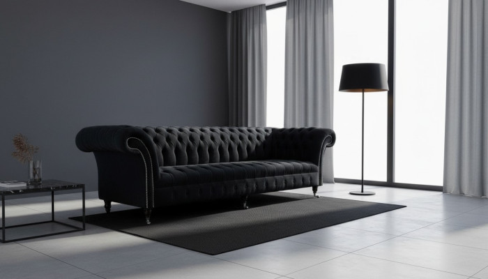 Sofa 4 miejsce do siedzenia Chesterfield Podkładka Living Room Design Luxury Drewno Nowa