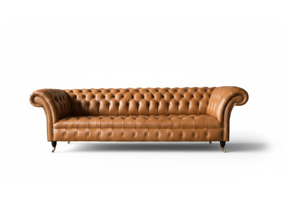 Skórzana sofa Chesterfield 4 miejsce do siedzenia luksusowe kanapy Skóra Podkładka salonowa