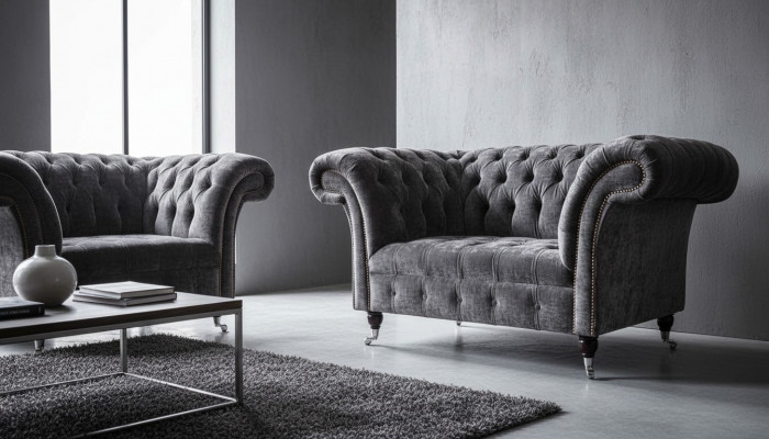 Design Chesterfield Materiał Couch Fotel 1,5 miejsce do siedzenia Podkładka Lounge Nowość