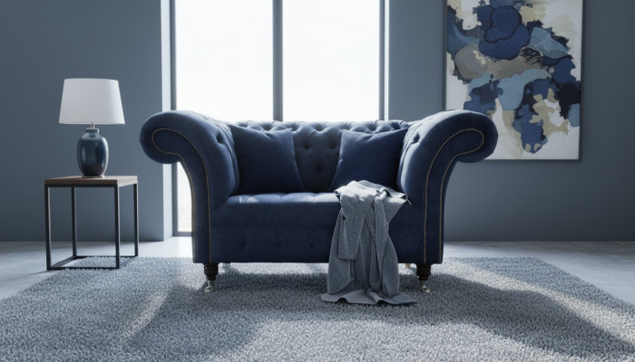 Chesterfield Sofa 1,5 miejsce do siedzenia Designer Couches Couch Materiał Podkładka Włókienniczy