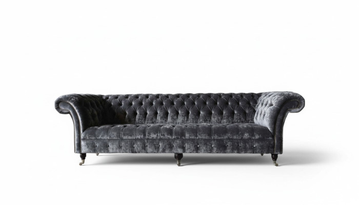 Sofa czteroosobowa 4 miejsce do siedzenia Sofy Włókiennicze Nowoczesny Design Materiał Poliester Szary