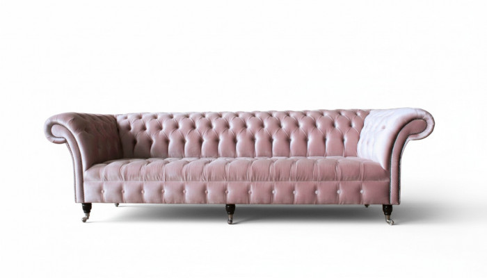 Chesterfield Pink Couch Sofa Podkładka 4 miejsce siedzące Kanapy Siedziba Sofy