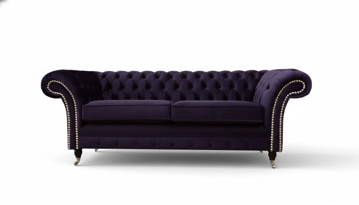 Sofa Chesterfield English Classic Style 3 Siedziba Podkładka Fioletowa 230cm