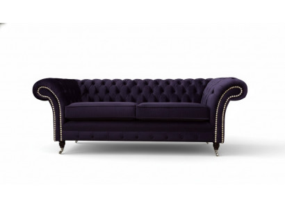Sofa Chesterfield English Classic Style 3 Siedziba Podkładka Fioletowa 230cm