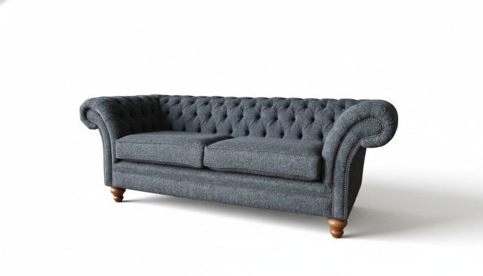 Szary Chesterfield 3 miejsce do siedzenia Szary Włókienniczy Design Couches Podkładka Sofy