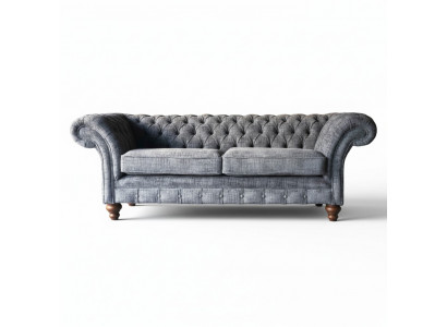 Chesterfield 3-osobowa sofa tapicerowana tkaniną w nowym materiale na sofę
