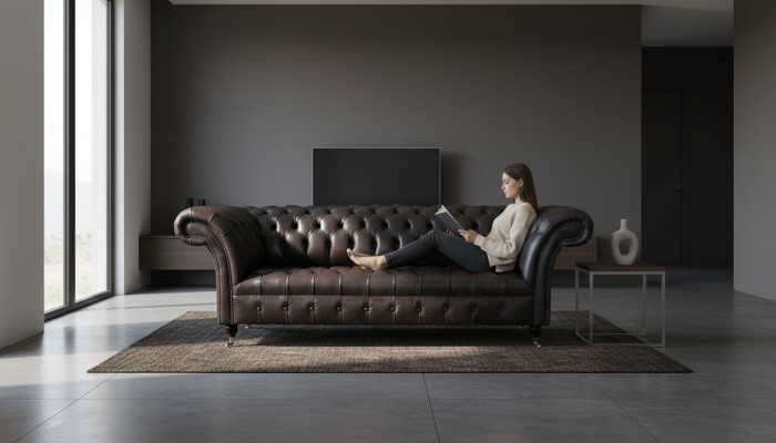 Chesterfield Design Luksusowa Podkładka Sofa Nowoczesna Kanapa Siedziba Skóra Lederosfa