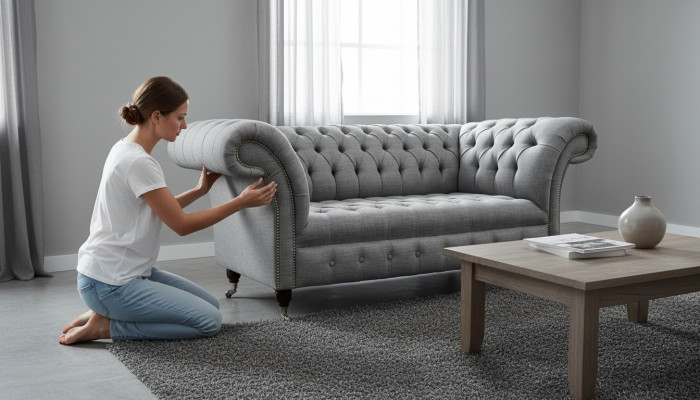Kanapa Dwuosobowa Chesterfield Podkładka Sofa Włókienniczy Kanapy Materiał Luksus