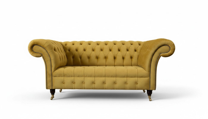 Sofa dwuosobowa 2 miejsce do siedzenia Design Sofy Podkładka Chesterfield Siedziba Materiał Włókienniczy