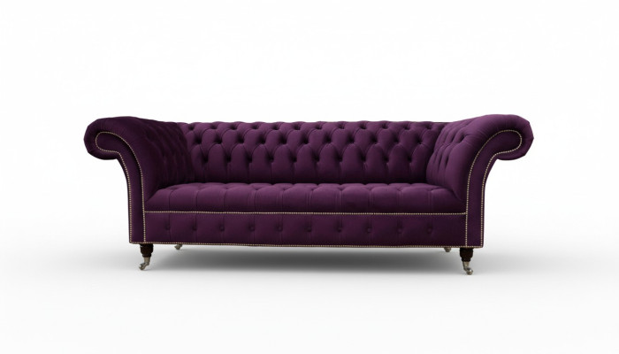 Fioletowa Sofa Chesterfield 3 miejsce do siedzenia Chesterfield Designer Couch Włókienniczy Materiał