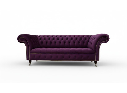 Fioletowa Sofa Chesterfield 3 miejsce do siedzenia Chesterfield Designer Couch Włókienniczy Materiał