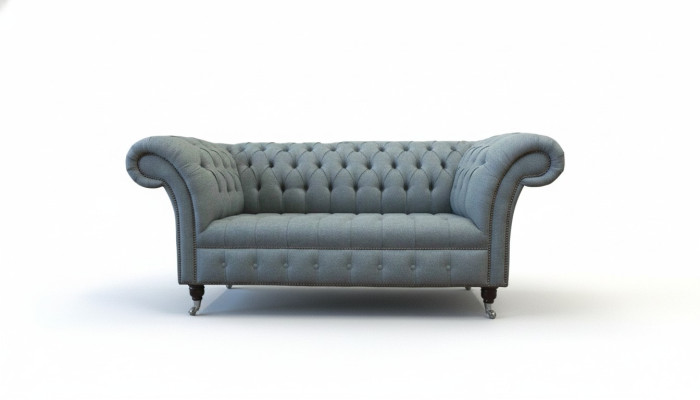 Chesterfield Meble biurowe Sofa Kanapa 2 Siedziba Włókienniczy Szary