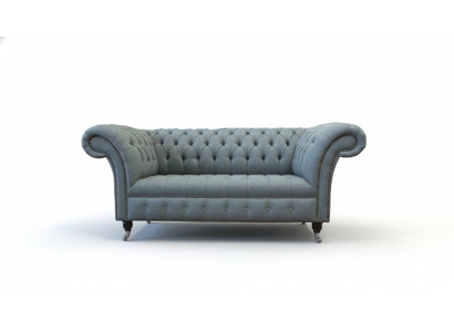 Chesterfield Meble biurowe Sofa Kanapa 2 Siedziba Włókienniczy Szary