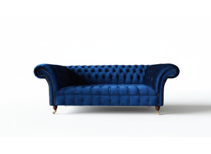 Sofa trzyosobowa Blue Chesterfield 3 miejsce do siedzenia, luksusowe sofy włókiennicze