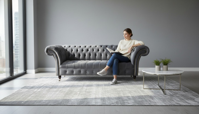 Chesterfield 3 miejsce do siedzenia Design Sofa Podkładka Sofy Kanapy Włókienniczy Trzyosobowy