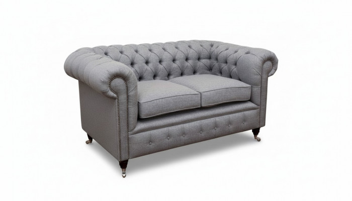 Chesterfield Meble biurowe Sofa Kanapa 2 Siedziba Włókienniczy Szary