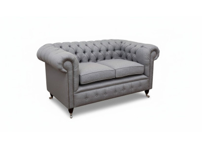 Chesterfield Meble biurowe Sofa Kanapa 2 Siedziba Włókienniczy Szary