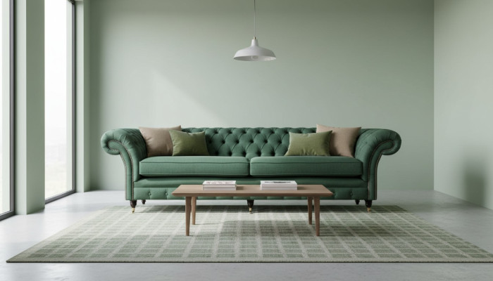 Sofa 4 miejsce do siedzenia Zielony Salon Nowoczesny Design Podkładka Materiał Luksus
