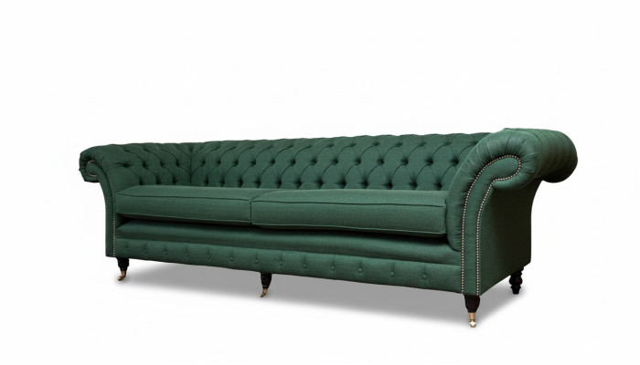 Sofa 4 miejsce do siedzenia Zielony Salon Nowoczesny Design Podkładka Materiał Luksus