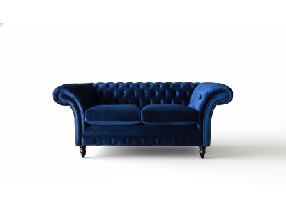 Chesterfield Meble biurowe Sofa Kanapa 2 Siedziba Włókienniczy Blue
