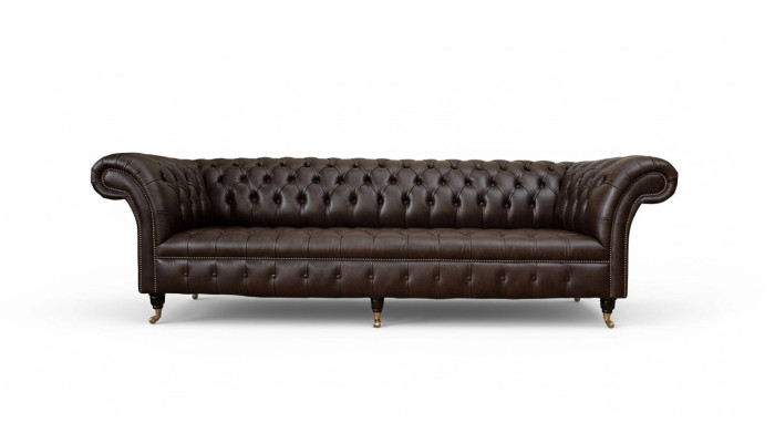 Sofa 4 miejsce do siedzenia Chesterfield Couch Luksusowa Sofa Skórzana 245cm Meble
