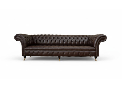 Sofa 4 miejsce do siedzenia Chesterfield Couch Luksusowa Sofa Skórzana 245cm Meble
