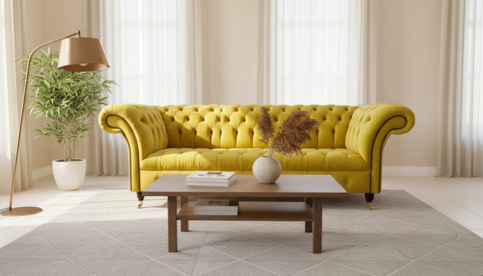 Chesterfield 3 miejsce do siedzenia Podkładka Couch Style Couches Włókienniczy Materiał Sofa Nowość