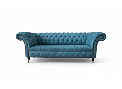 Niebieska trzyosobowa kanapa Aksamit kanapy do salonu sofa meble do siedzenia sofa Chesterfield