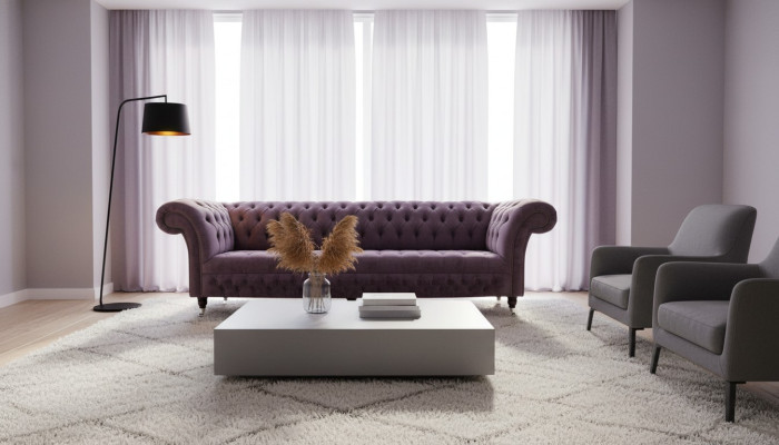 Design Sofa 4 miejsce do siedzenia Couch Podkładka Luksusowe Sofy Włókiennicze Chesterfield