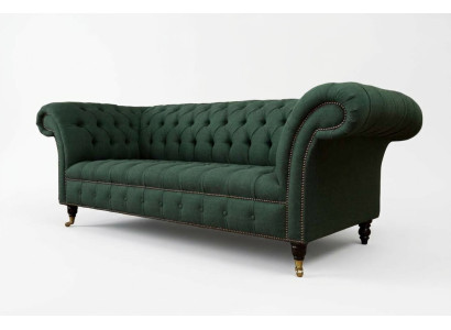 Sofa Trzyosobowa Włókienniczy Zielona Podkładka Meble Chesterfield Sofy Kanapy