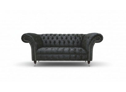 Angielski Chesterfield Meble biurowe Sofa Kanapa 2 Siedziba Czarny