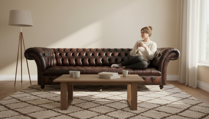 Chesterfield 4 miejsce do siedzenia Skóra Living Room Design Kanapy Sofa Meble Nowe