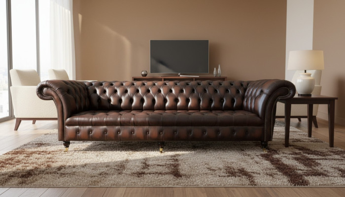 Chesterfield 4 miejsce do siedzenia Skóra Living Room Design Kanapy Sofa Meble Nowe