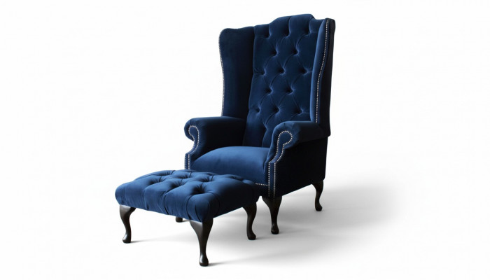 Chesterfield Ears Fotel z Stołek Relaks 1 miejsce do siedzenia Sofa jednoosobowa 2-częściowa