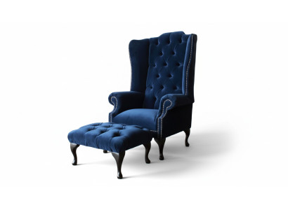 Chesterfield Ears Fotel z Stołek Relaks 1 miejsce do siedzenia Sofa jednoosobowa 2-częściowa