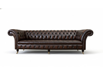 Skórzana Sofa Sofa 4 miejsce do siedzenia Luksusowa Klasyczna Skóra Chesterfield Sofy