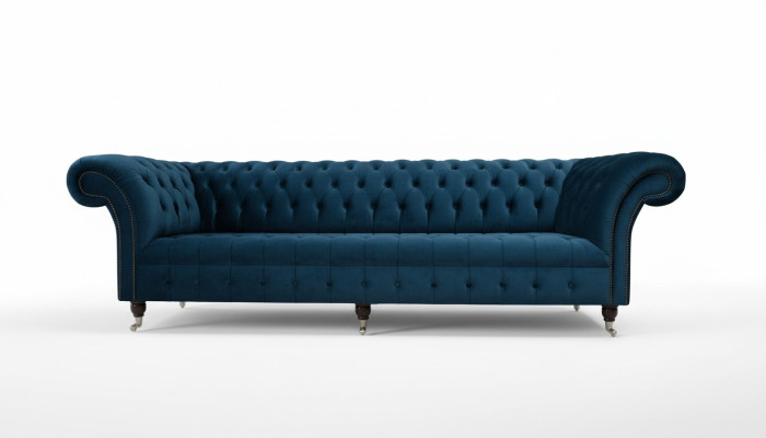 Design Sofa Chesterfield Podkładka Modern Włókienniczy Materiał 4 miejsce do siedzenia