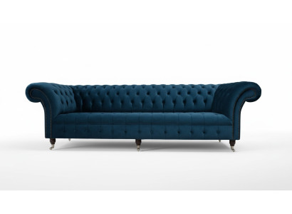 Design Sofa Chesterfield Podkładka Modern Włókienniczy Materiał 4 miejsce do siedzenia