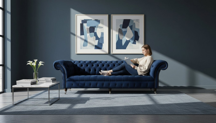 Sofa Chesterfield Sofy 4 miejsce do siedzenia Sofa Podkładka Materiał Meble do salonu
