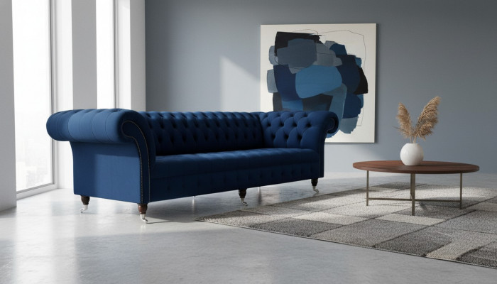 Sofa Chesterfield Sofy 4 miejsce do siedzenia Sofa Podkładka Materiał Meble do salonu