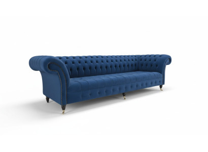 Chesterfield Big Sofa Couch Włókienniczy Aksamit Podkładka Sofy 4 miejsce siedzące Kanapy
