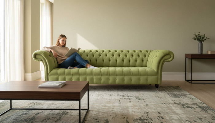 Sofa Chesterfield Green Couch Podkładka 4 miejsce do siedzenia Sofy Siedziba Sofy Nowe
