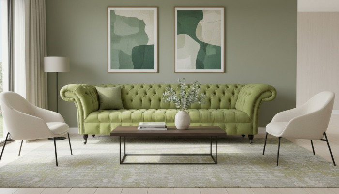 Sofa Chesterfield Green Couch Podkładka 4 miejsce do siedzenia Sofy Siedziba Sofy Nowe