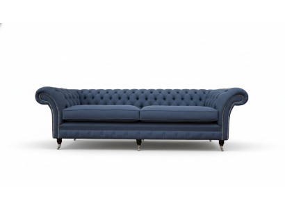 Designerska Sofa Chesterfield 4 miejsce do siedzenia Material Couch Blue Podkładka Living Room