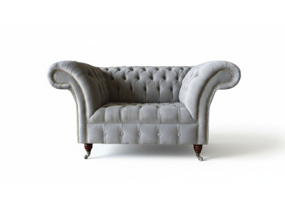 Szary Chesterfield Ears Fotel Szary Fotel Sofa materiałowa do salonu