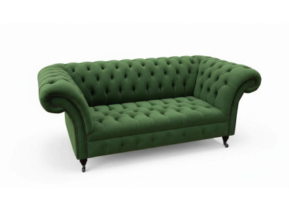 Chesterfield Meble biurowe Sofa Kanapa 2 Siedziba Włókienniczy Green