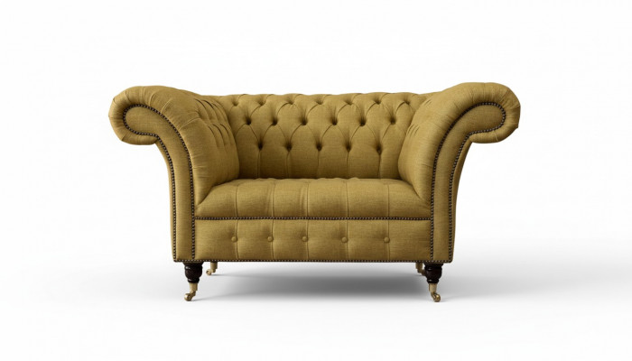 Chesterfield Fotel Design Podkładka Sofa Kanapa Brązowa Włókienniczy Meble Nowa