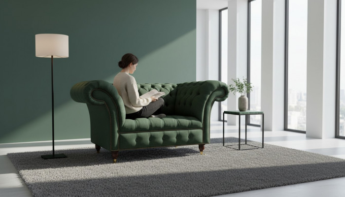 Sofa Fotel Zielona Podkładka Luksusowe Klasyczne Kanapy Włókiennicze Nowe