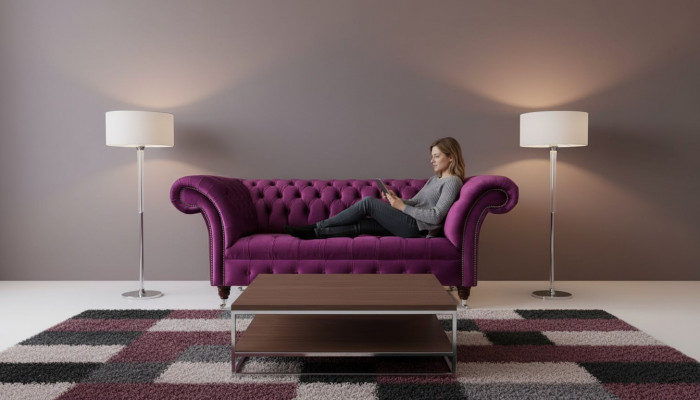 Angielski Chesterfield Biuro Meble Sofa Kanapa 2 Siedziba Violet
