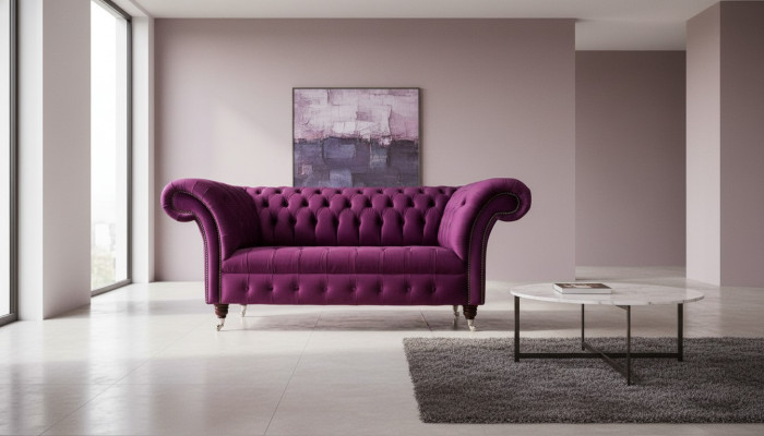 Angielski Chesterfield Biuro Meble Sofa Kanapa 2 Siedziba Violet